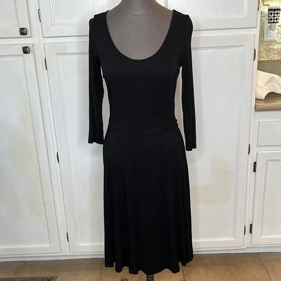 Calvin Klein | Dresses | Calvin Klein Size 6 Black A Line Stretch Dress  Long Sleeve Dress Knee Length | Poshmark